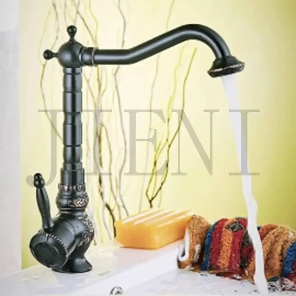 Antique brass floral basin faucet kitchen art design mixer tap