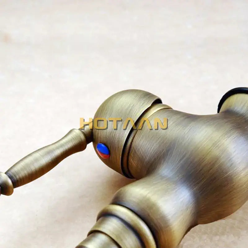Ornate antique brass basin faucet for kitchen with single lever handle