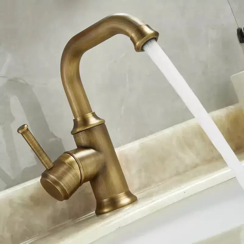 Antique brass basin faucet – bathroom single lever tap