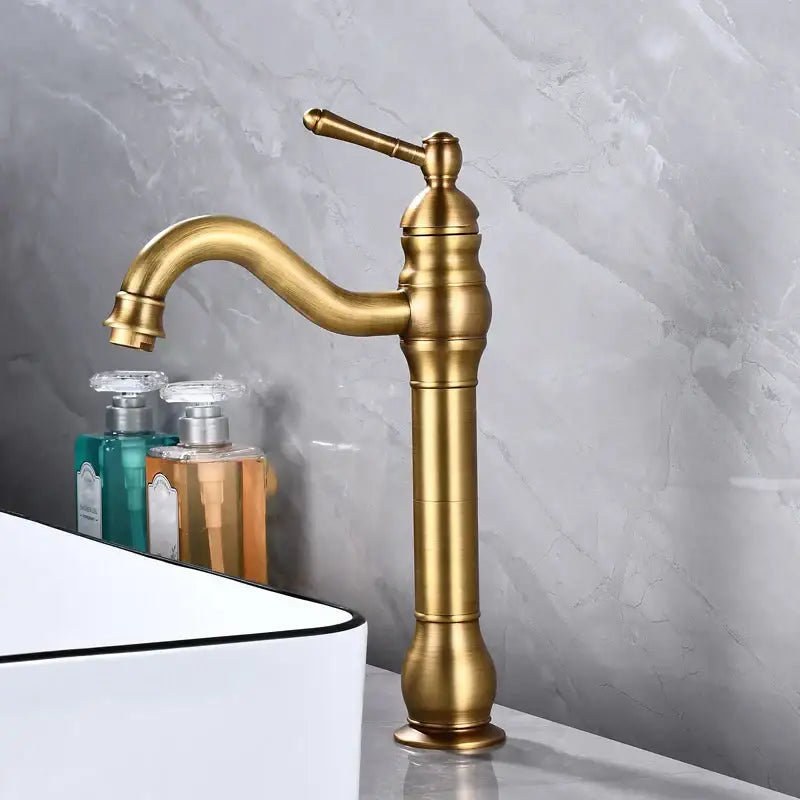 Vintage antique brass basin faucet – bathroom single handle tap