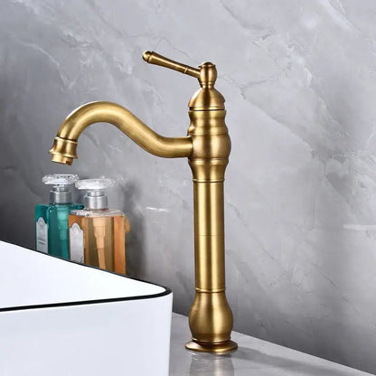 Vintage antique brass basin faucet – bathroom single handle tap