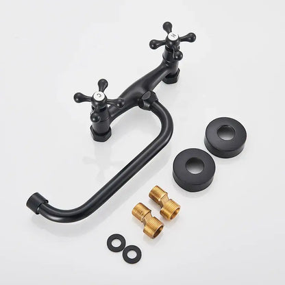 Antique brass basin faucet wall mounted bathroom swivel mixer tap