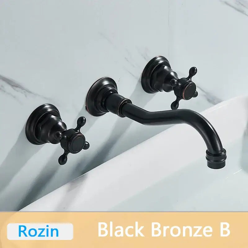 Antique brass basin faucet wall mounted bathroom swivel mixer tap
