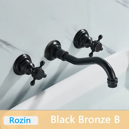 Antique brass basin faucet wall mounted bathroom swivel mixer tap