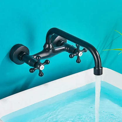 Antique brass basin faucet wall mounted bathroom swivel mixer tap