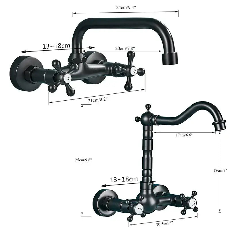 Antique brass basin faucet wall mounted bathroom swivel mixer tap