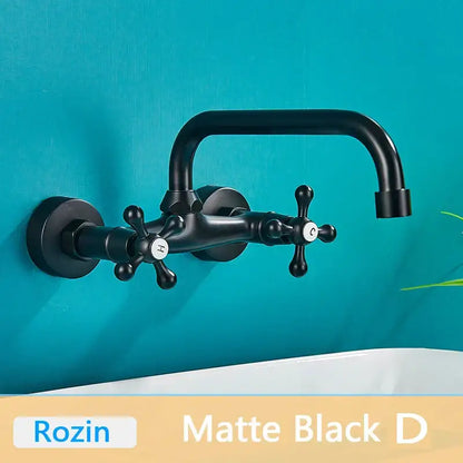 Antique brass basin faucet wall mounted bathroom swivel mixer tap