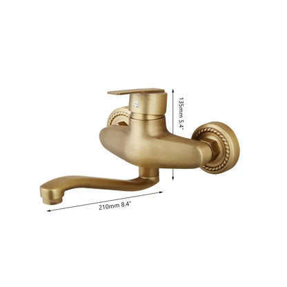 Antique brass rope detail wall mounted kitchen sink mixer tap