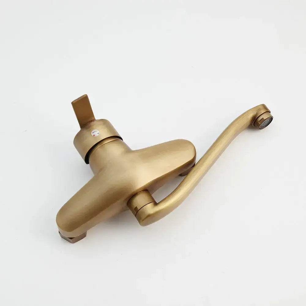 Antique brass rope detail wall mounted kitchen sink mixer tap