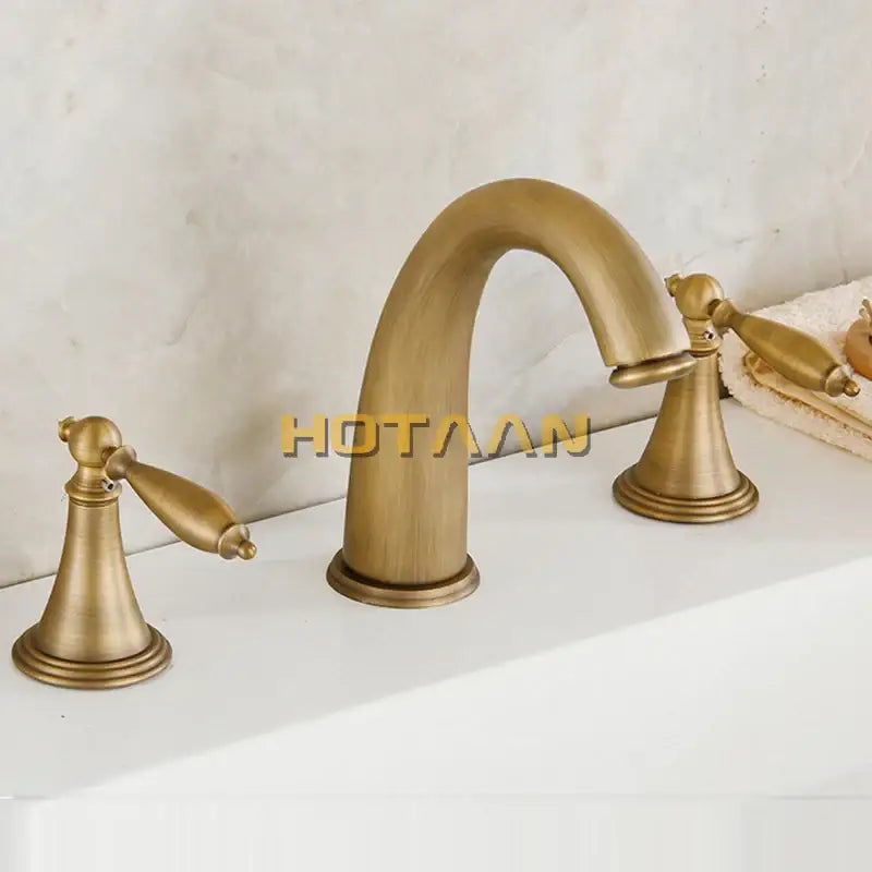 Antique brass bath mixer set with hand shower bathroom faucet