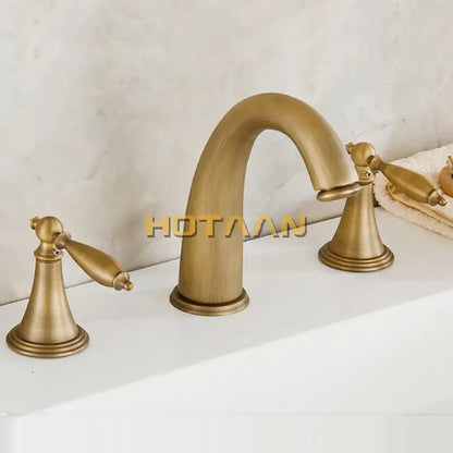 Antique brass bath mixer set with hand shower bathroom faucet