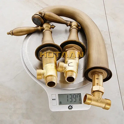 Antique brass bath mixer set with hand shower bathroom faucet