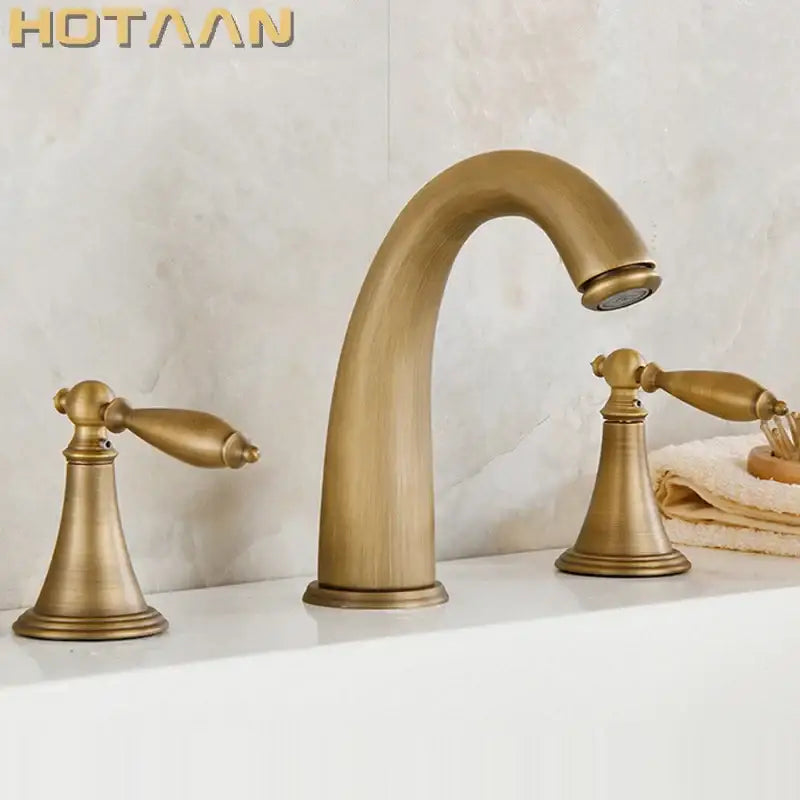 Antique brass bath mixer set with hand shower bathroom faucet