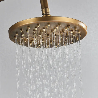 Antique brass hammered rainfall shower head bathroom handheld brass