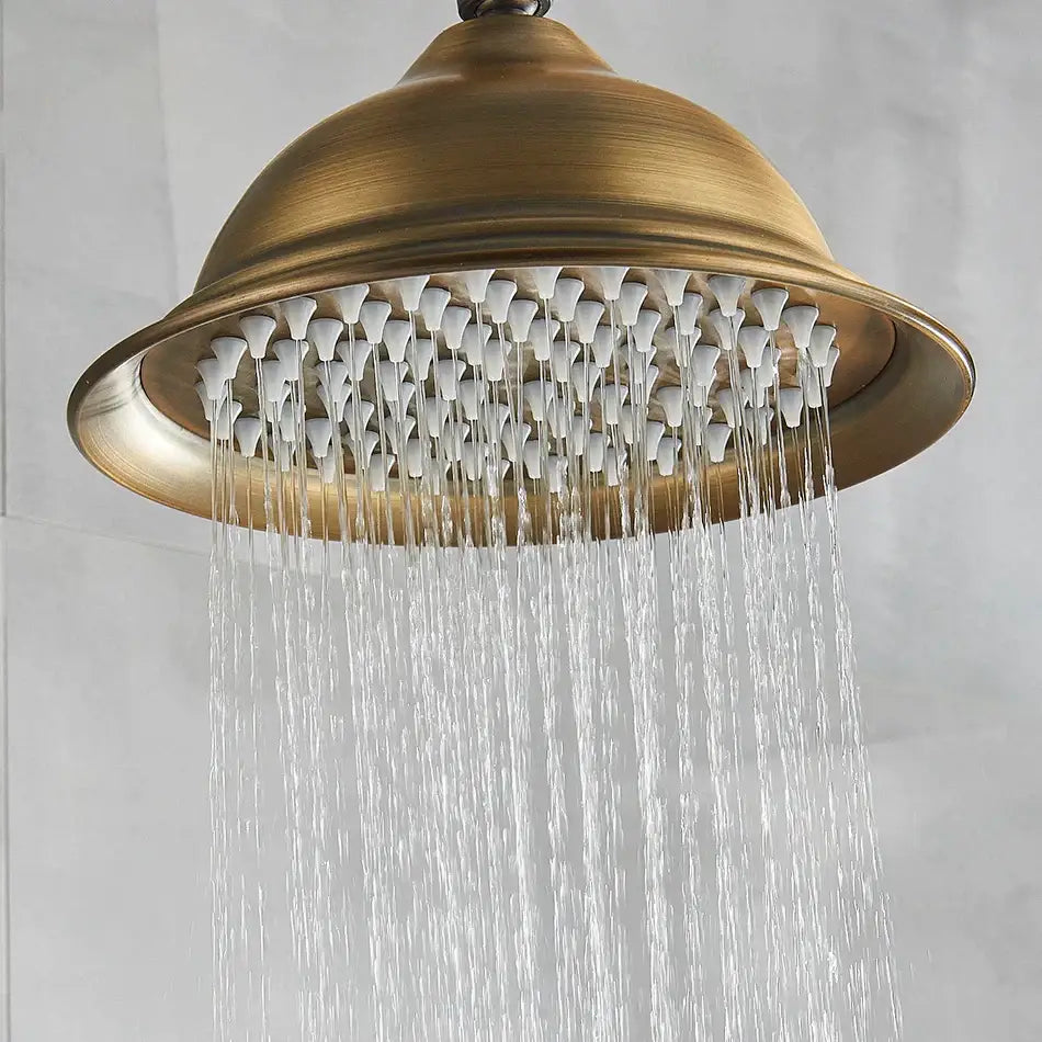 Antique brass hammered rainfall shower head bathroom handheld brass