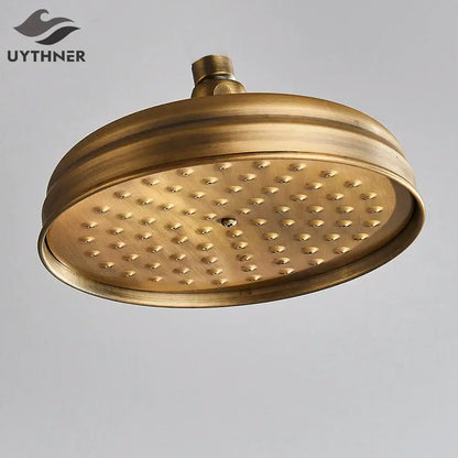 Antique brass hammered rainfall shower head bathroom handheld brass
