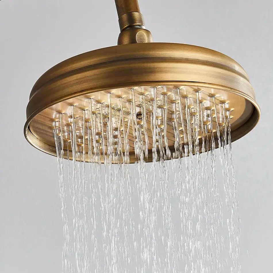Antique brass hammered rainfall shower head bathroom handheld brass