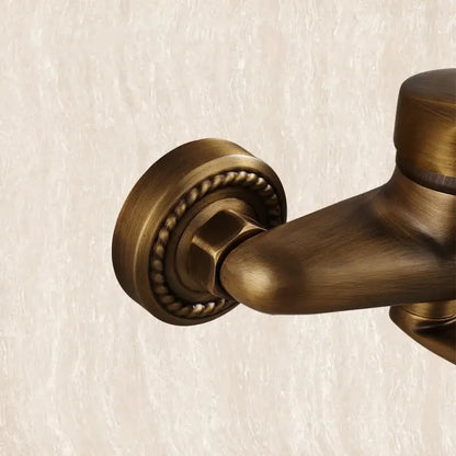 Vintage antique brass bathroom basin faucet wall mount rope handle