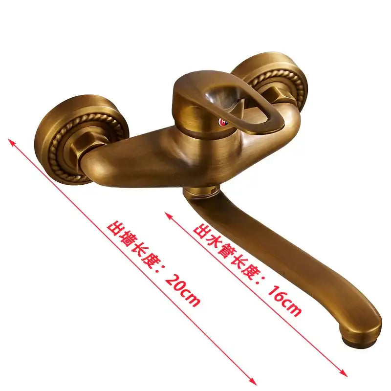Vintage antique brass bathroom basin faucet wall mount rope handle