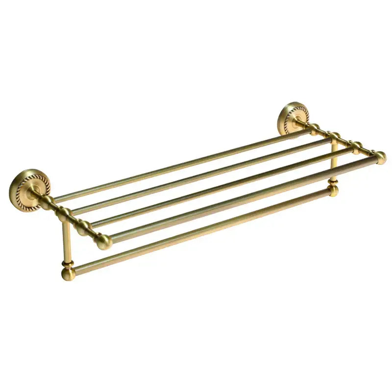 Antique ornate brass bathroom hardware set