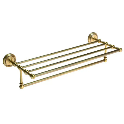 Antique ornate brass bathroom hardware set