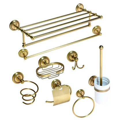 Antique ornate brass bathroom hardware set