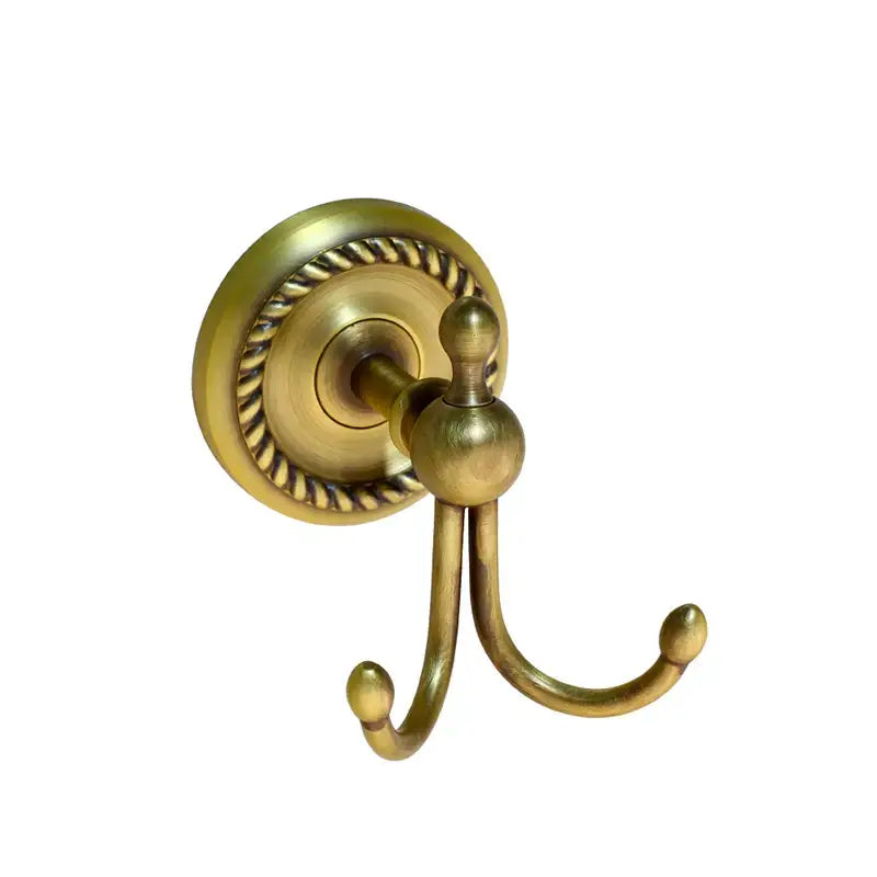 Antique ornate brass bathroom hardware set