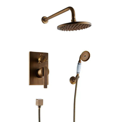 Modern black & gold brass shower mixer set bathroom rainfall shower