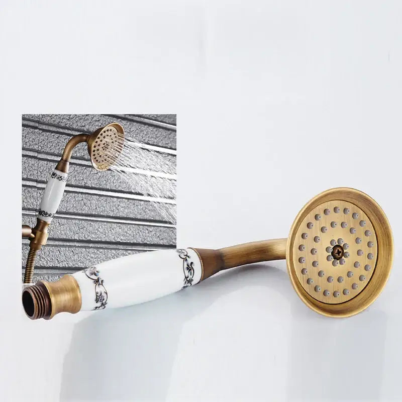Modern black & gold brass shower mixer set bathroom rainfall shower