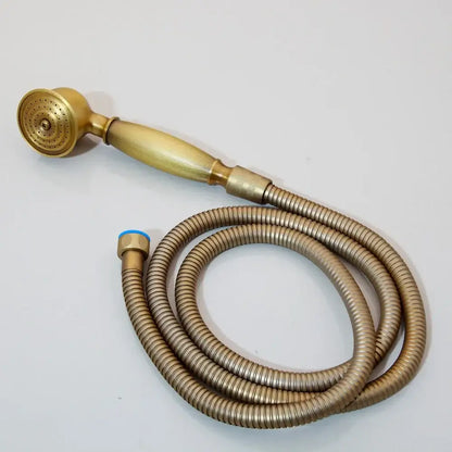 Vintage antique brass shower set with handheld spray bathroom faucet