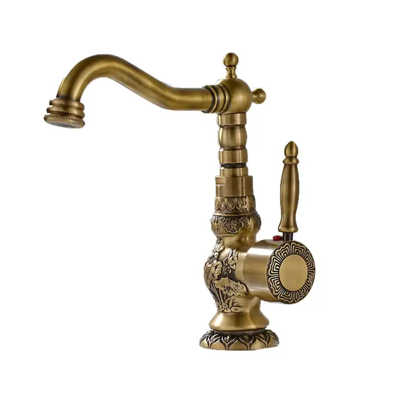 Antique brass ornate single handle faucet – bathroom sink tap