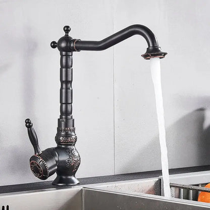 Antique brass ornate single handle faucet – bathroom sink tap
