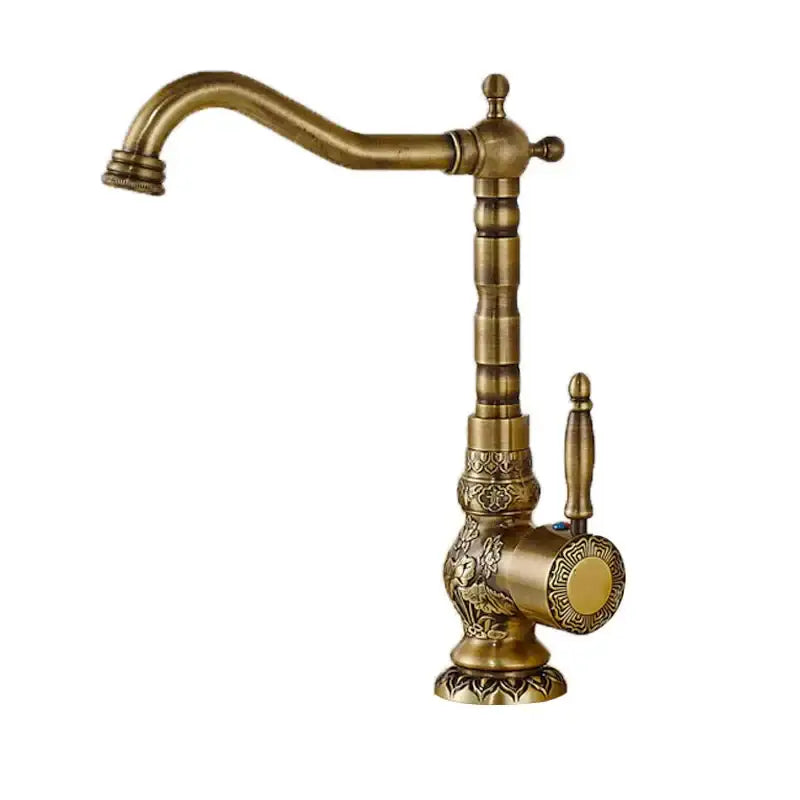 Antique brass ornate single handle faucet – bathroom sink tap
