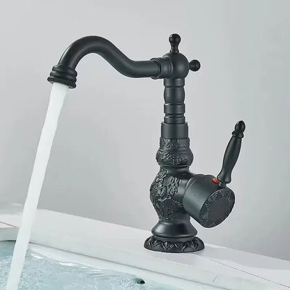 Antique brass ornate single handle faucet – bathroom sink tap