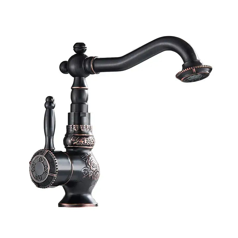 Antique brass ornate single handle faucet – bathroom sink tap