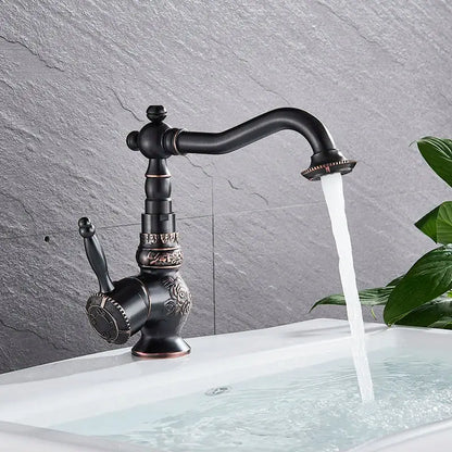 Antique brass ornate single handle faucet – bathroom sink tap
