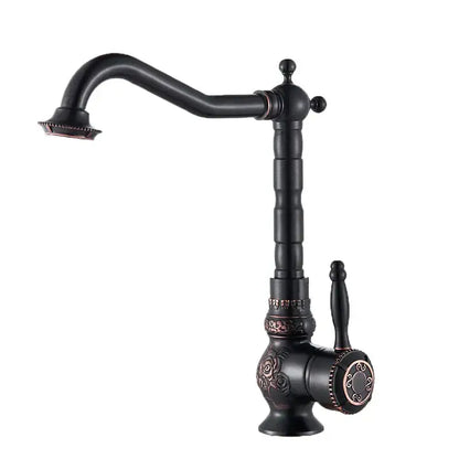 Antique brass ornate single handle faucet – bathroom sink tap