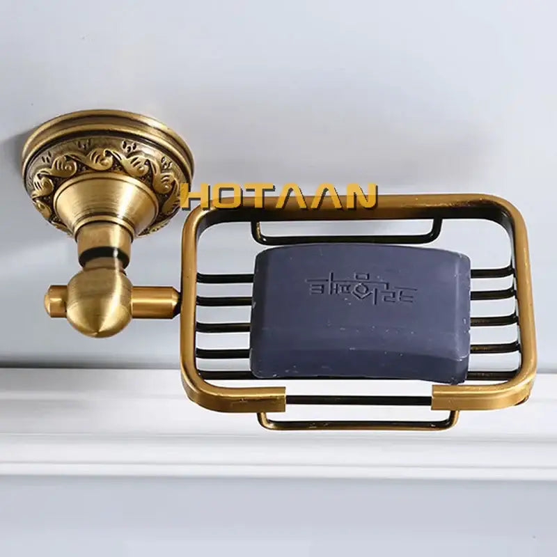 Antique brass metal wire soap dish holder bathroom wall mount