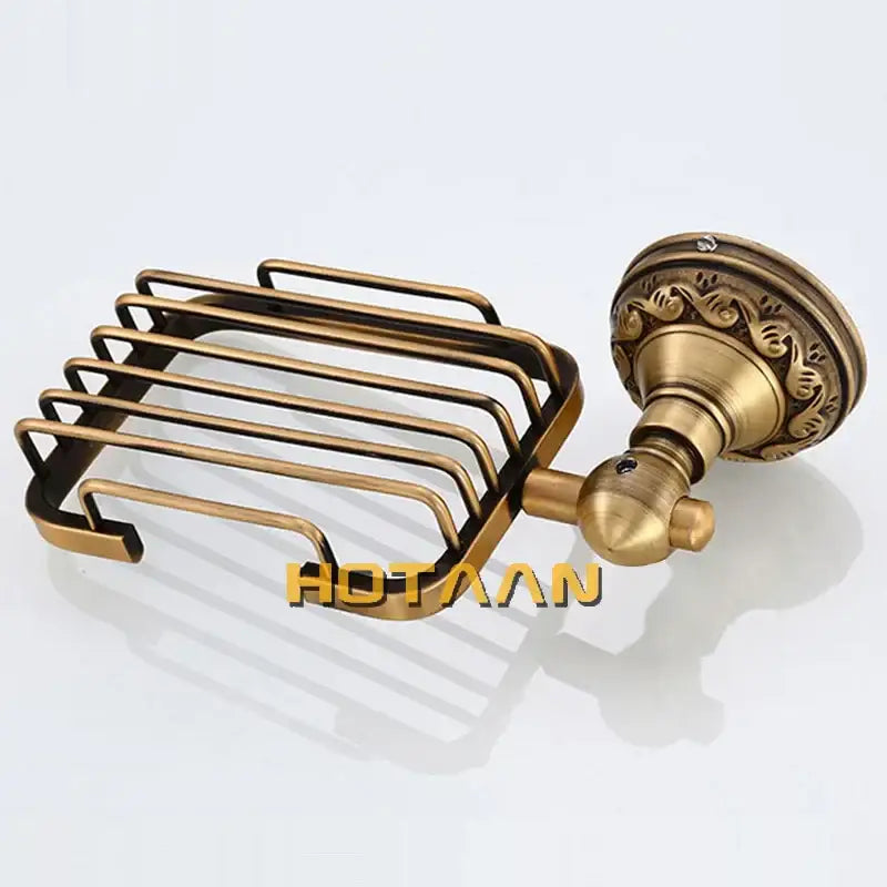 Antique brass metal wire soap dish holder bathroom wall mount
