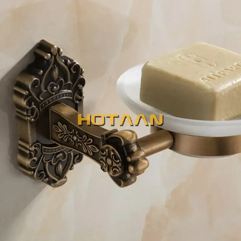 Antique brass and white ceramic soap dish bathroom wall mount
