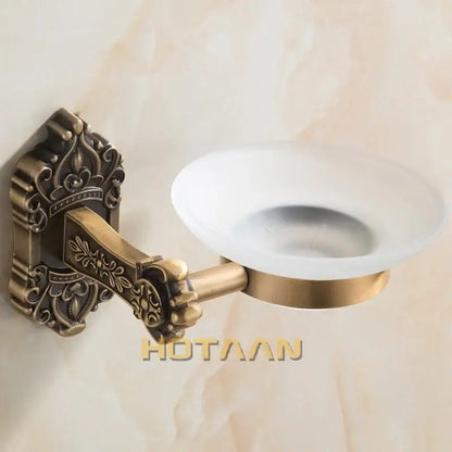 Antique brass and white ceramic soap dish bathroom wall mount