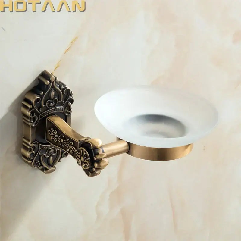 Antique brass and white ceramic soap dish bathroom wall mount