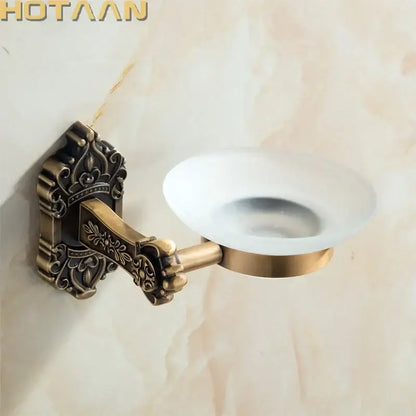 Antique brass and white ceramic soap dish bathroom wall mount