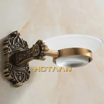 Antique brass and white ceramic soap dish bathroom wall mount