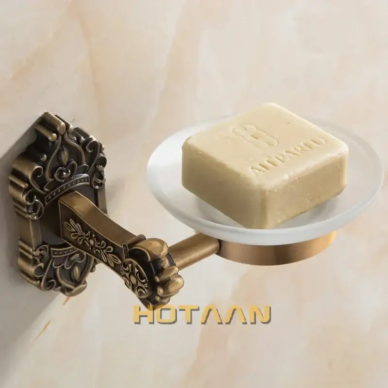 Antique brass and white ceramic soap dish bathroom wall mount