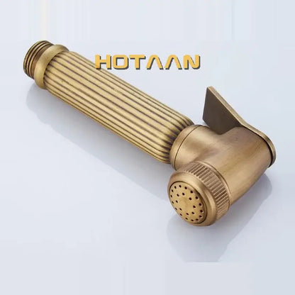 Antique brass bidet faucet bathroom ribbed handheld sprayer