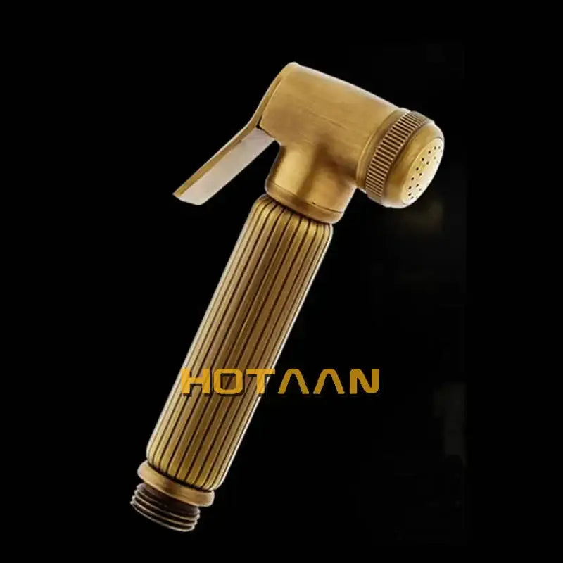 Antique brass bidet faucet bathroom ribbed handheld sprayer