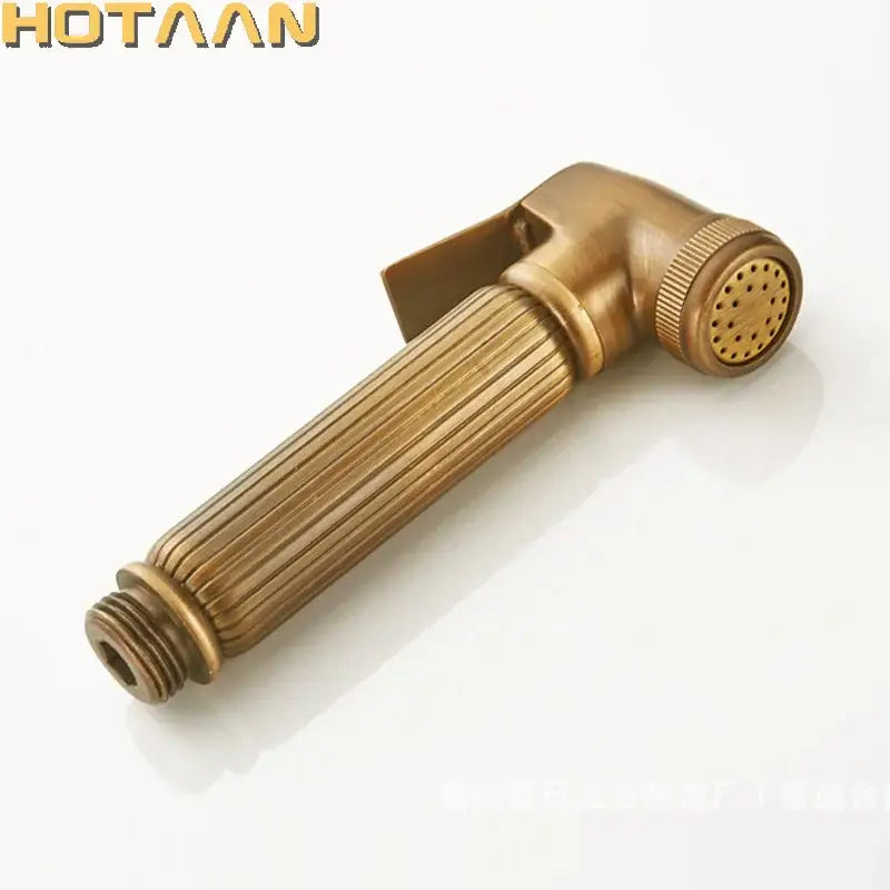 Antique brass bidet faucet bathroom ribbed handheld sprayer