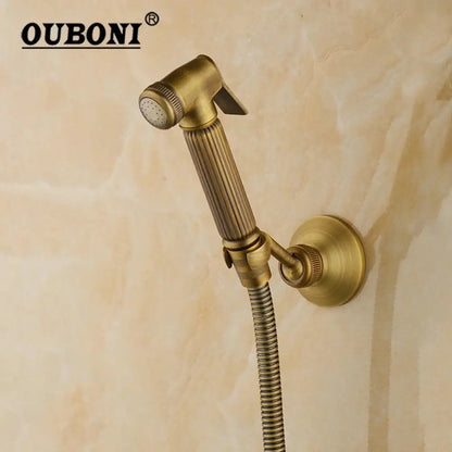 Antique brass bidet faucet with hand shower – bathroom spray set