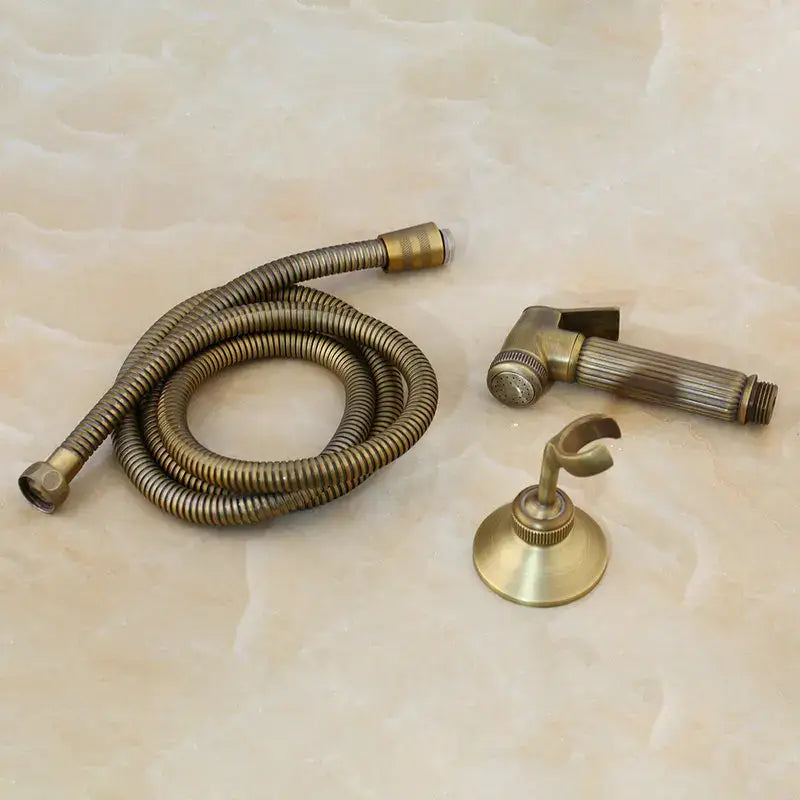Antique brass bidet faucet with hand shower – bathroom spray set